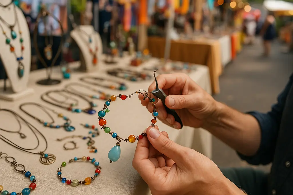 Handcrafted Fashion displayed on outdoor racks at a Wisconsin art fair