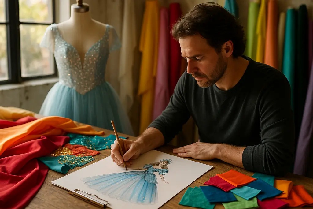 Pageant costume ideas with fairy wings, crown, and recycled jewelry on a craft table