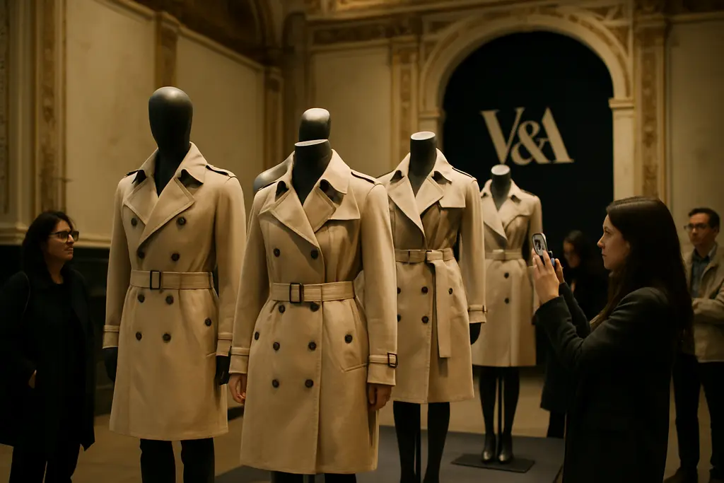 Burberry Trench Evolution study with a belted beige coat on a dress form