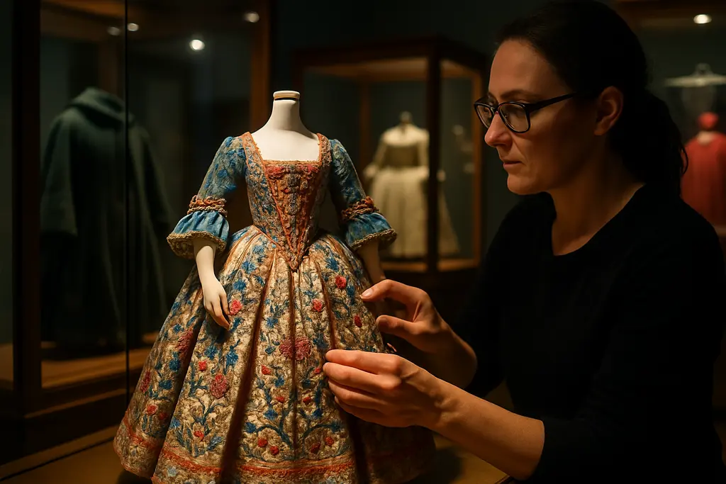 Doll Dressing Costumes displayed with miniature garments and fairytale dress-up sketches