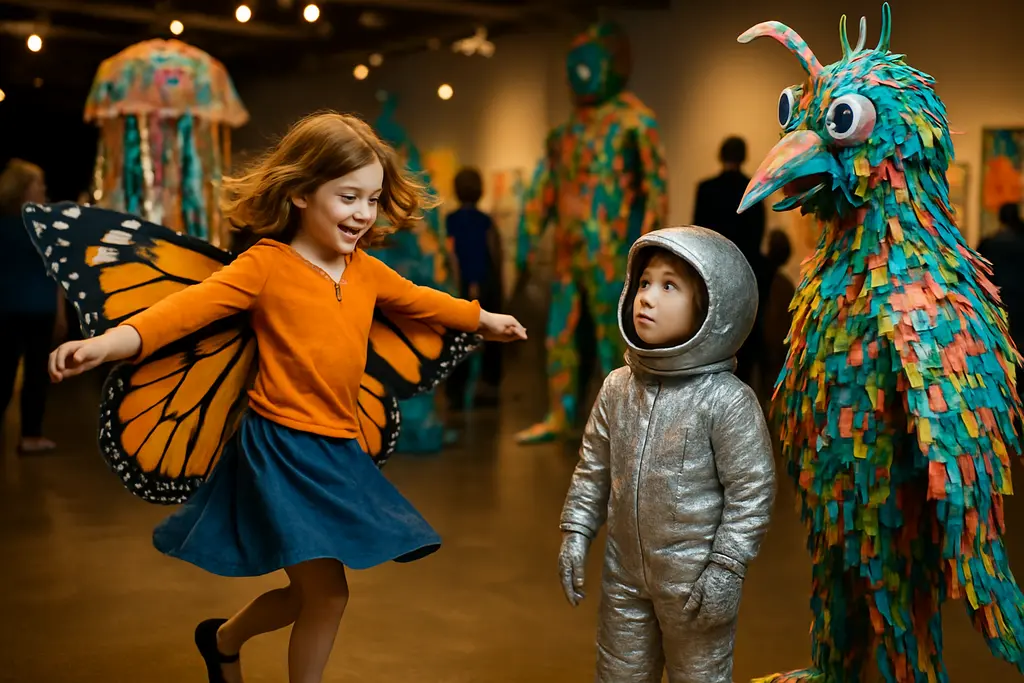 Dress-Up Play Benefits shown through children planning soft wearable art costumes