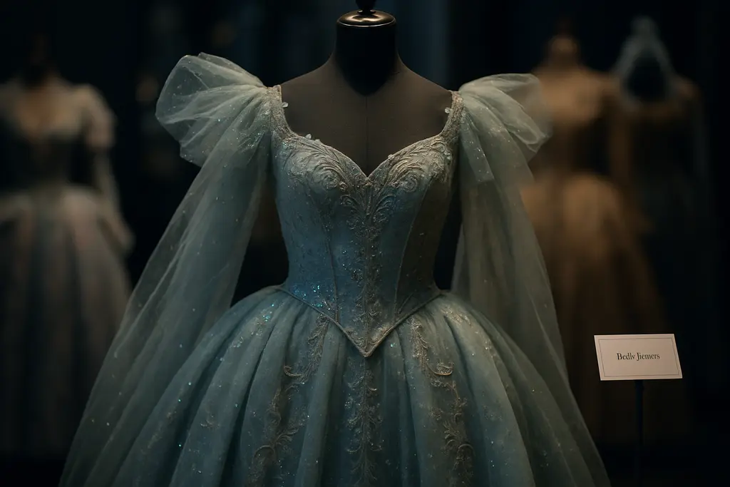 Fairytale Costumes displayed as sculptural garments in a quiet gallery setting
