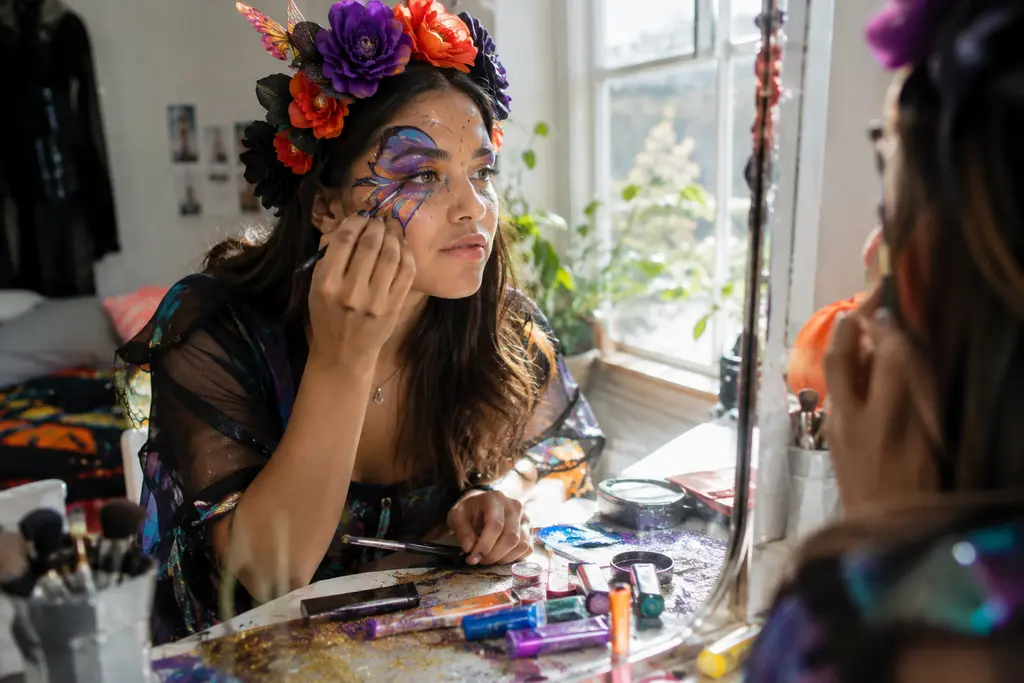 Halloween Costume Trends shown through capes, pumpkins, masks, and handmade decor on a worktable